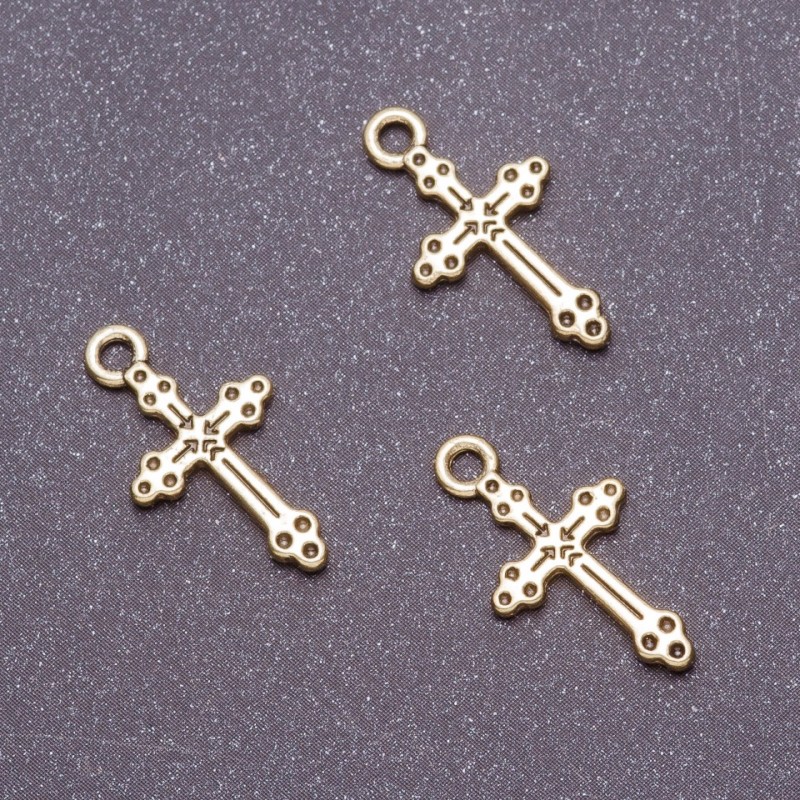 Pandantiv-cruce, diametru 12 mm, lungime 20 mm, metal bronz, pachet 20 g ± 36 bucăți