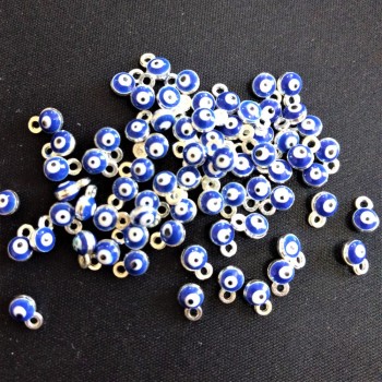 Pandantiv „ochi” din metal gri, 4×6 mm, email, fațetat, 14 buc.