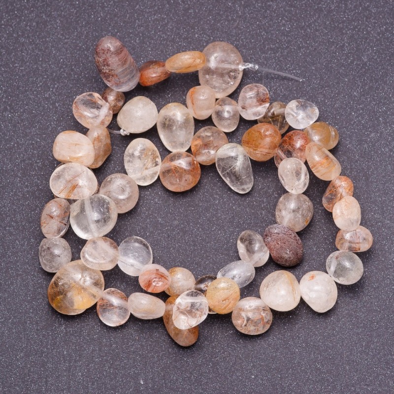 Mărgele din cuarț natural Volosatik, asortiment, fațetate în formă de fluture, diametrul 6–12 mm (+/-), șnur de 40 cm