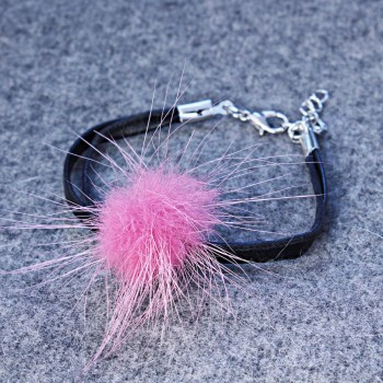 Brățară mov liliac cu blană naturală