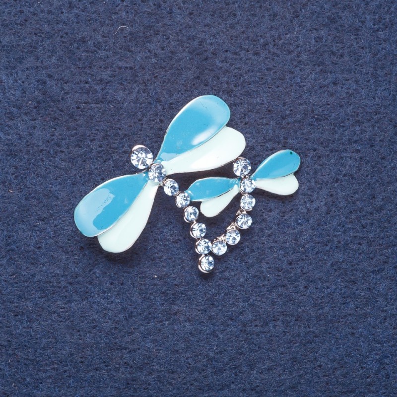 Broșă «Fluture» email grosier, culoare argintie a metalului, 4x2,5 cm