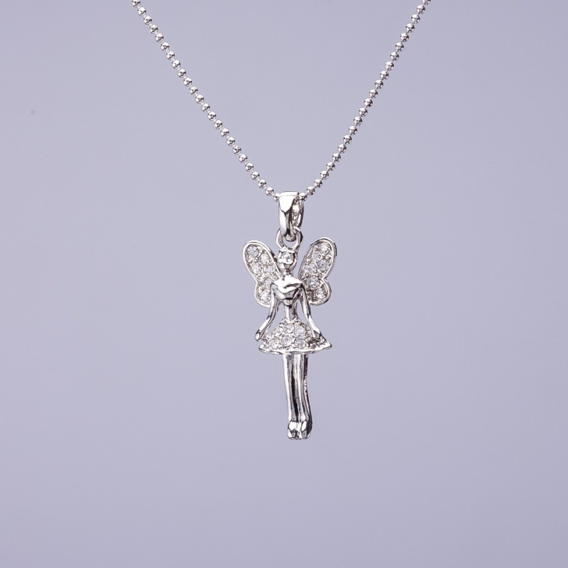 Pandantiv «Zână» pe lanț cu jeton, diametrul 25×10 mm, lungime 50 cm, metal gri