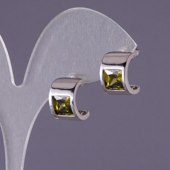 Cercei cu cristale verzi de 13x9 mm