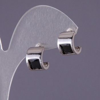 Cercei cu cristale negre 13x9 mm