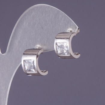 Cercei cu cristale albe 13x9 mm