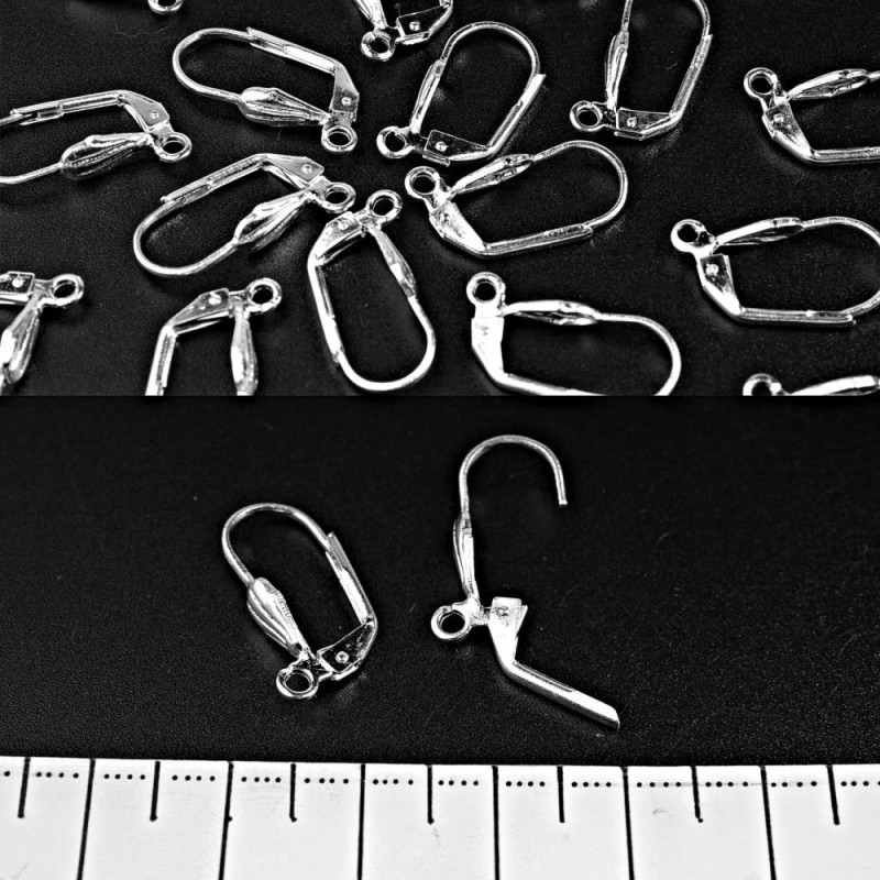 Știfturi pentru cercei «închidere franuză» + 50 perechi 250 g. 18x8 mm, metal gri închis
