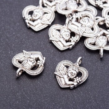 Pandantiv Cupidon în Inimă, diametrul 15 mm, lungimea 19 mm, gaură Ø 3 mm, ambalaj 20 g ± 11 buc