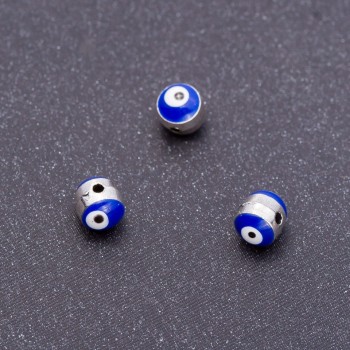 Inserție de mărgele «Ochi» argintiu, diametrul 5 mm, lungimea 6 mm, gaură Ø1,5 mm, 11 buc.