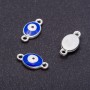 Feronerie conector «ochi» argintiu, diametru 8 mm, lungime 16 mm, găuri Ø7 mm, 7 bucăți