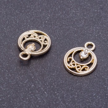 Pandantiv pentru bijuterii „Răsărit” argint lămâie, diametrul 13 mm, lungimea 17 mm, gaură de Ø3 mm, set de 7 buc.