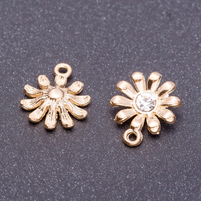 Pandantiv «Margaretă» aur deschis, diametrul 13 mm, lungimea 16 mm, gaură Ø 1,0 mm, 9 buc.