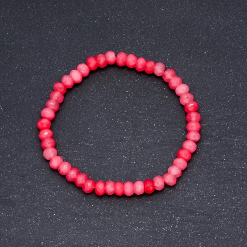 Brățară «Turmalin» (artificial) roz închis, diametrul 6×4 mm pe elastic