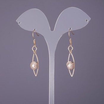 Cercei «Italiao» cu cristale, diametrul 9 mm, lungime 47 mm, culoare aurie