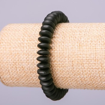 Brățară pe elastic șungit artificial, rondel neted, diametrul 10×4,5 mm, lungime 18 cm +