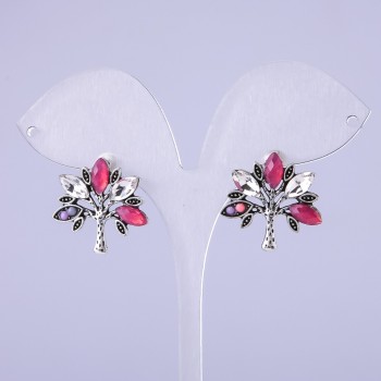 Cercei cu copaci din cristale roșii 22×22 mm