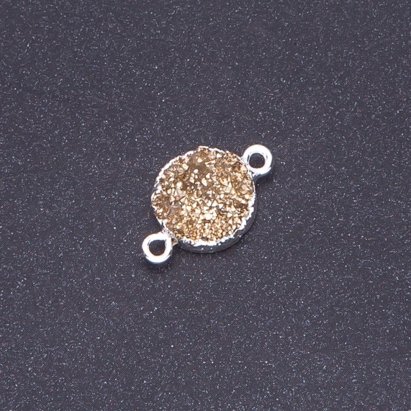 Conector auriu „Druza” din acril „argintiu”, diametrul 14 mm, lungime 3 mm