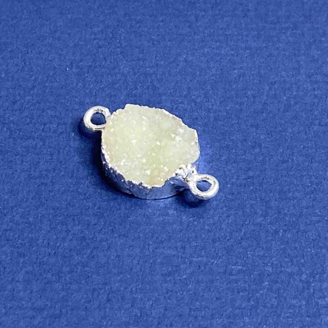 Conector acrilic «Druza» argintiu, diametrul 14 mm, lungimea 3 mm