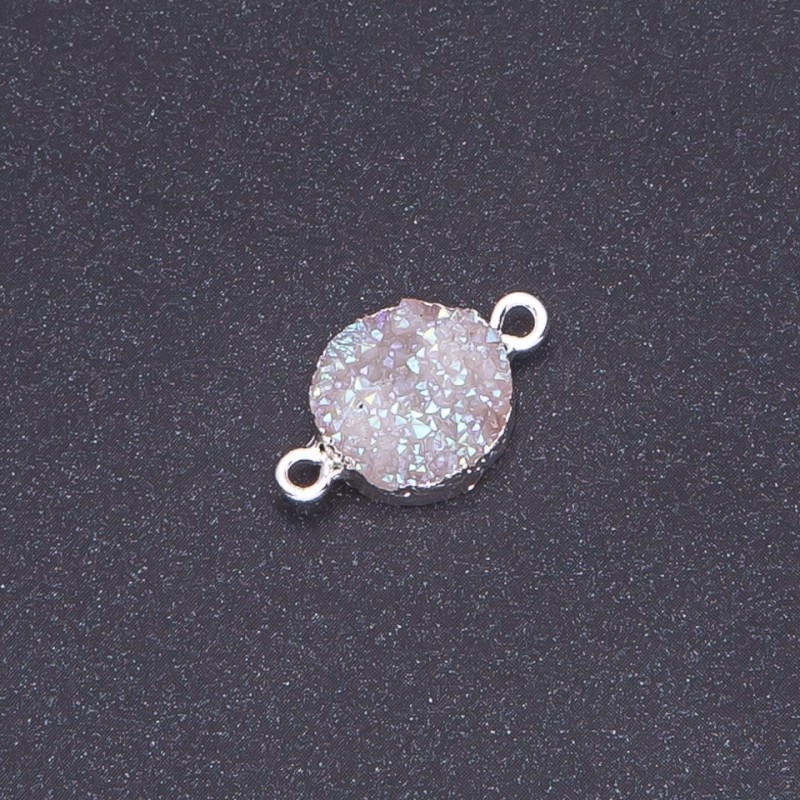 Conector cosmos alb «Druza» acrilic «argintiu», diametrul 14 mm, L 3 mm