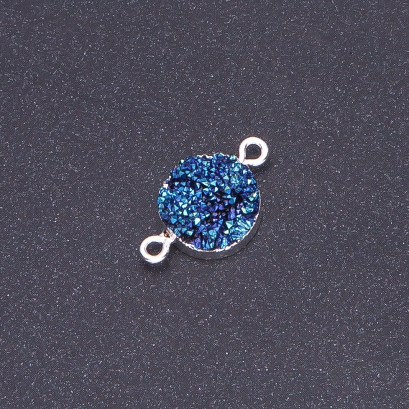 Conector Cosmos albastru «Druza» acrilic «argintiu», diametru 14 mm, grosime 3 mm
