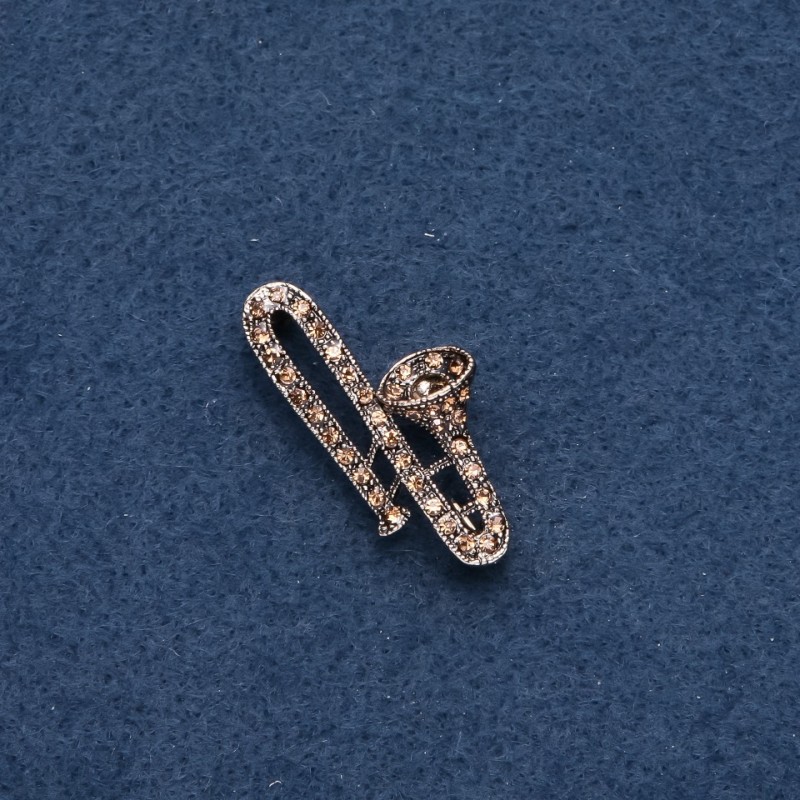 Broșă muzicală «Trompetă» 38×20 mm, culoare metalică aurie