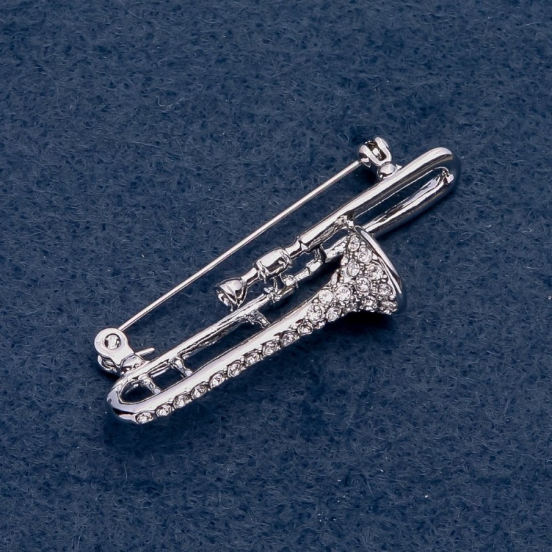 Broșă muzicală «Tuba» 47×14 mm, culoare metalică argintie