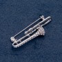 Broșă din seria muzicală «Trompetă» 47x14 mm culoare metalică «argintiu»
