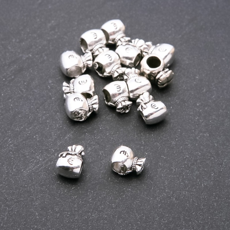 Mărgea inserție «Punguță» în stil Pandora euro, diametrul 10×8 mm, gaură interioară de 4,8 mm, ambalaj 20 g +/- 9 buc