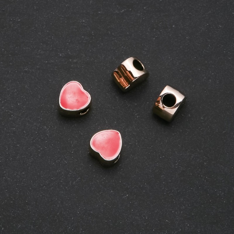 Furnitură Inserție Inimă Pandora 11x11 mm, diametrul 4,5 mm, 4 bucăți, metal galben