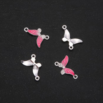 Conector-furnitură Fluture email zmeură 24×12 mm, set de 4 buc.