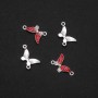 Furnitură conector Fluture email roșu 24×12 mm, set de 4 bucăți
