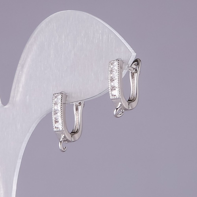 Cârlige pentru cercei 14x3 mm cu bandă de strasuri