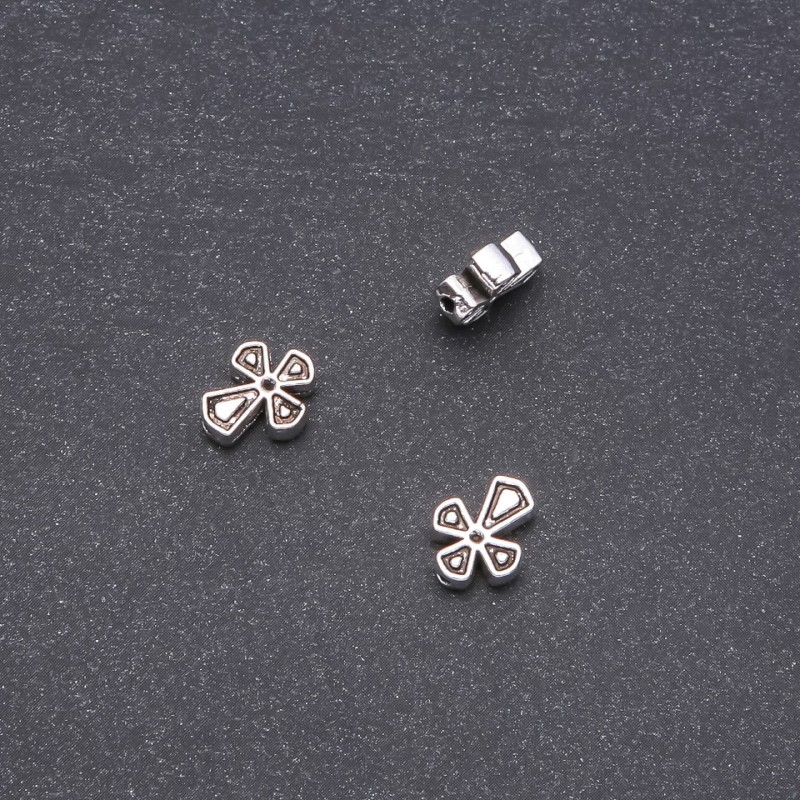 Furnitură pentru bijuterii – Inserție mărgea în formă de cruce, 9x11 mm, ambalaj 20 g, +/- 20 buc