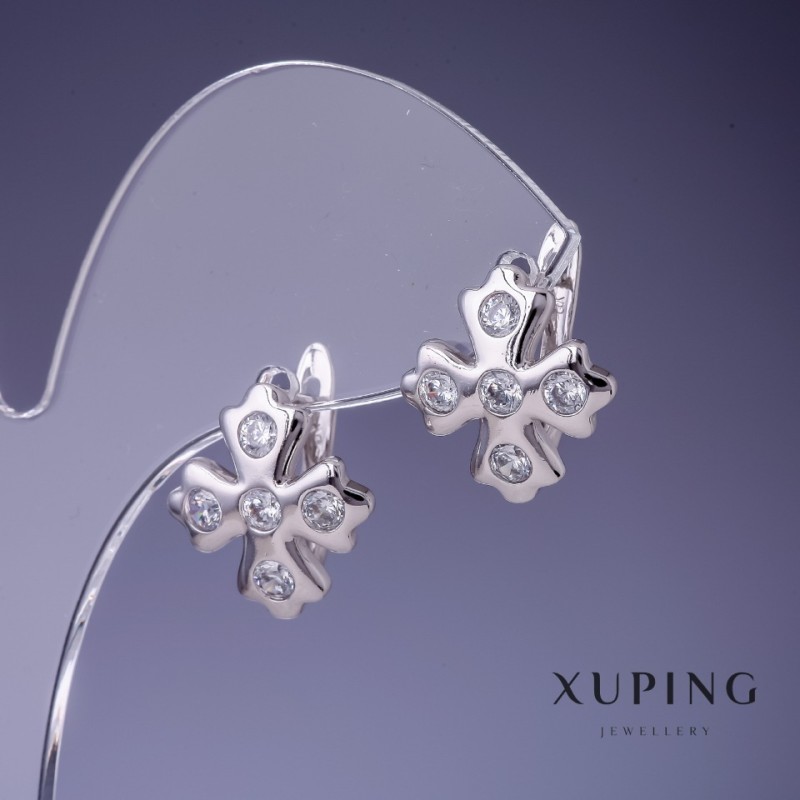 Cercei Xuping «Patru foi de trifoi» rodiu 15x16 mm
