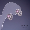 Cercei Xuping floare cu inserții roz 11×10 mm rodiu