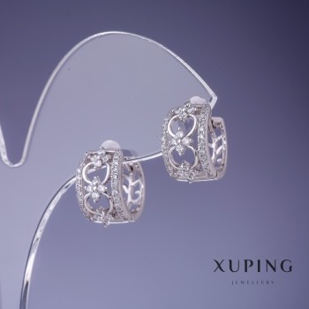 Cercei Xuping filigran 13x8 mm rodiu