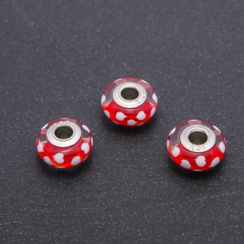 Mărgea Pandora din plastic, diametrul 15×8 mm, diametrul găurii 4,5 mm, set de 3 buc.