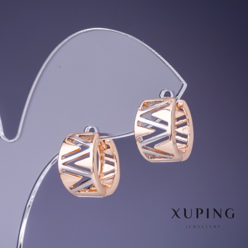 Cercei Xuping 13x9 mm «placare cu aur 18K și rodiu»