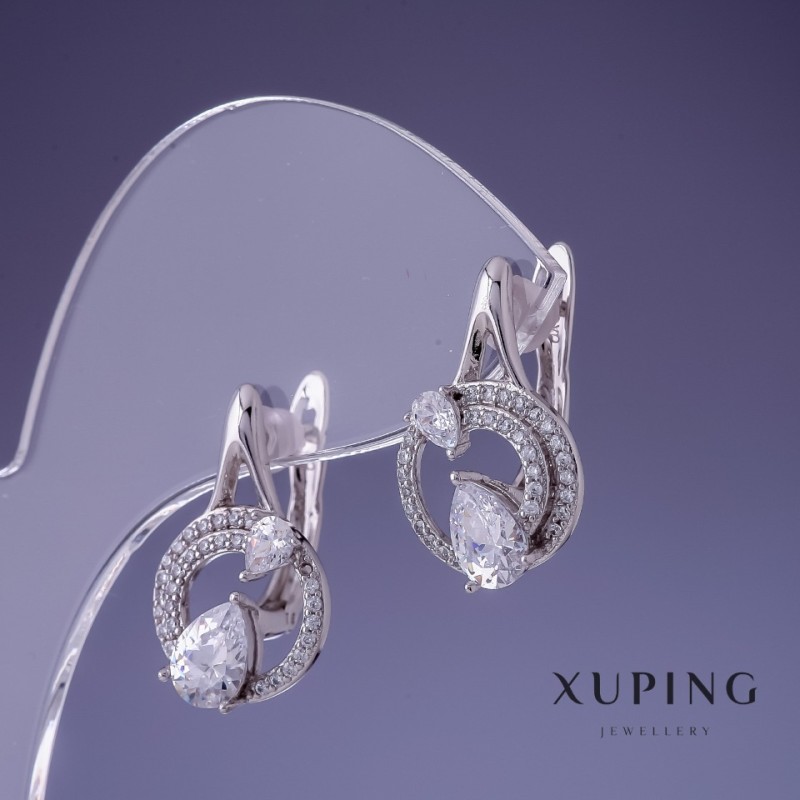 Сережки Xuping 20х12мм родій