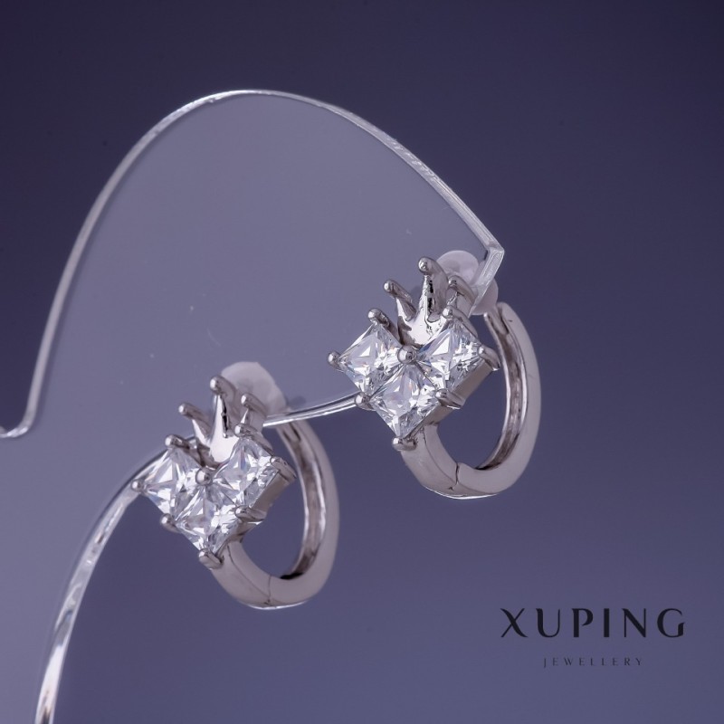 Cercei Xuping Coroană placare rhodiu 12×14 mm