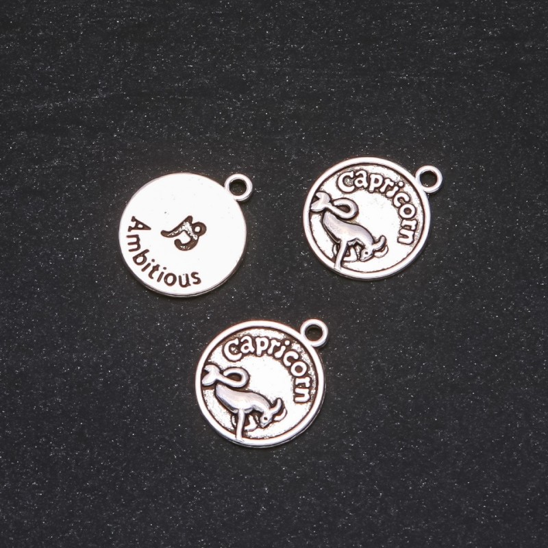 Pandantiv - furnitură Zodia Capricorn, diametrul de 17 mm, ambalaj de 20 g +/- 12 buc.