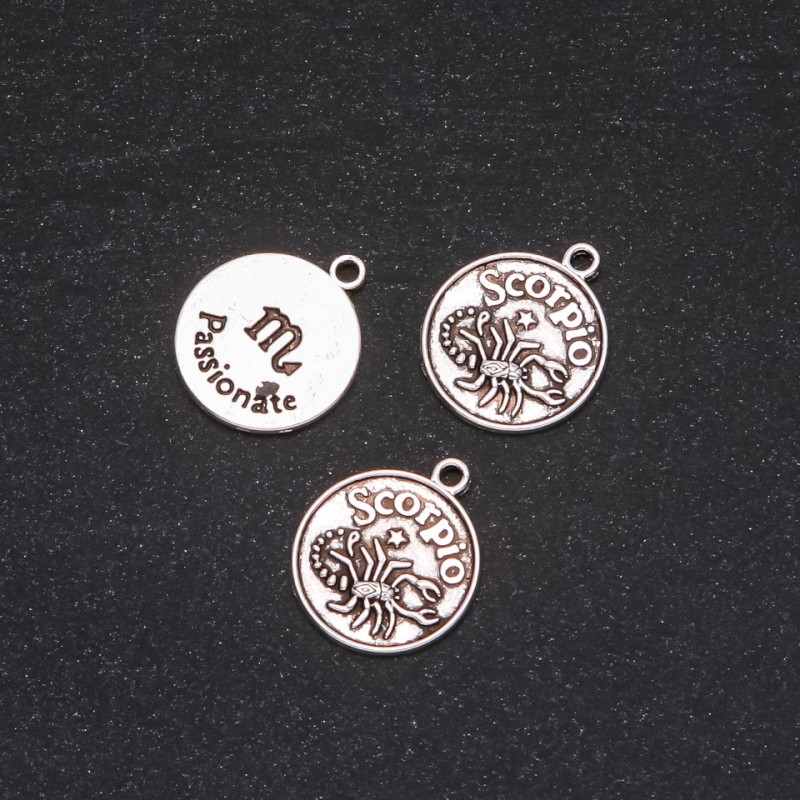 Pandantiv Zodiac Scorpion, diametrul 17 mm, ambalaj 20 g ± 10 buc