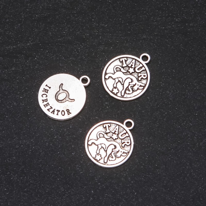 Pandantiv Zodia Taurului, diametru 17 mm, ambalaj 20 g ± 14 buc.