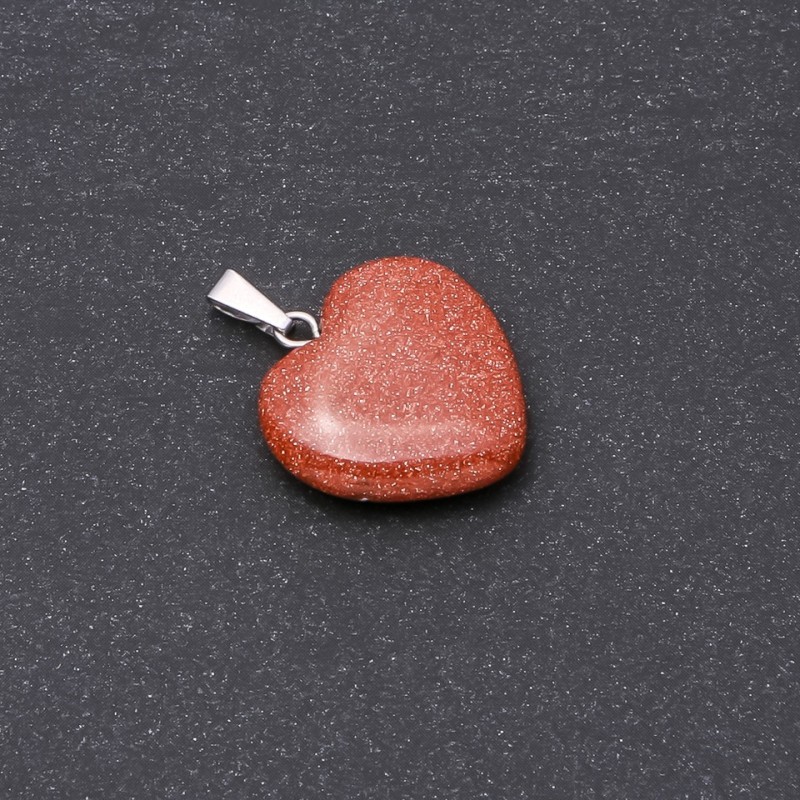 Pandantiv Inimă din aventurin „nisip auriu” (sintetic) 19×19×26 mm