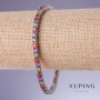 Brățară Xuping cu zirconii multicolori, grosime 4 mm, lungime 18-20 cm, rodiu 18K