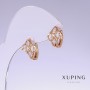 Cercei Xuping cu zirconiu alb, lungime 13 mm, grosime 9 mm, placare cu aur 18K