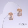 Cercei Xuping, lungime 14 mm, grosime 7 mm, rodiu, placare cu aur 18K