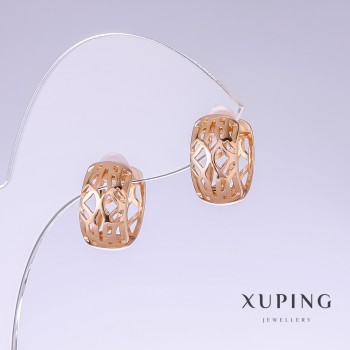 Cercei Xuping, lungime 14 mm, grosime 8 mm, placare aur 18K