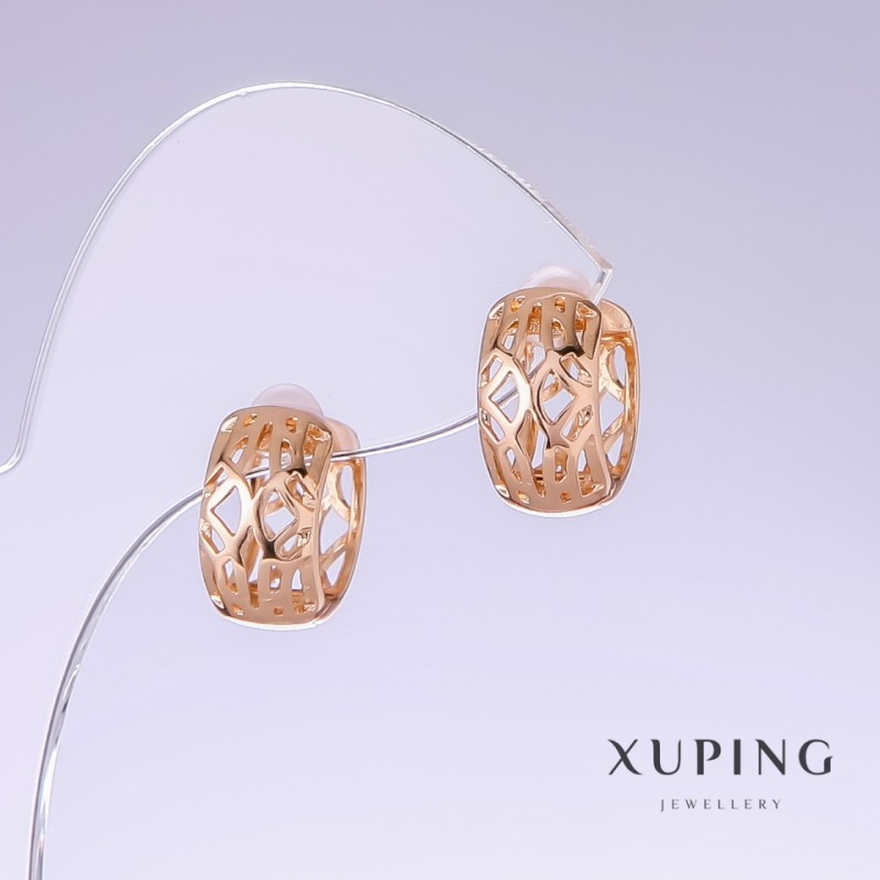 Cercei Xuping, lungime 14 mm, grosime 8 mm, placare aur 18K