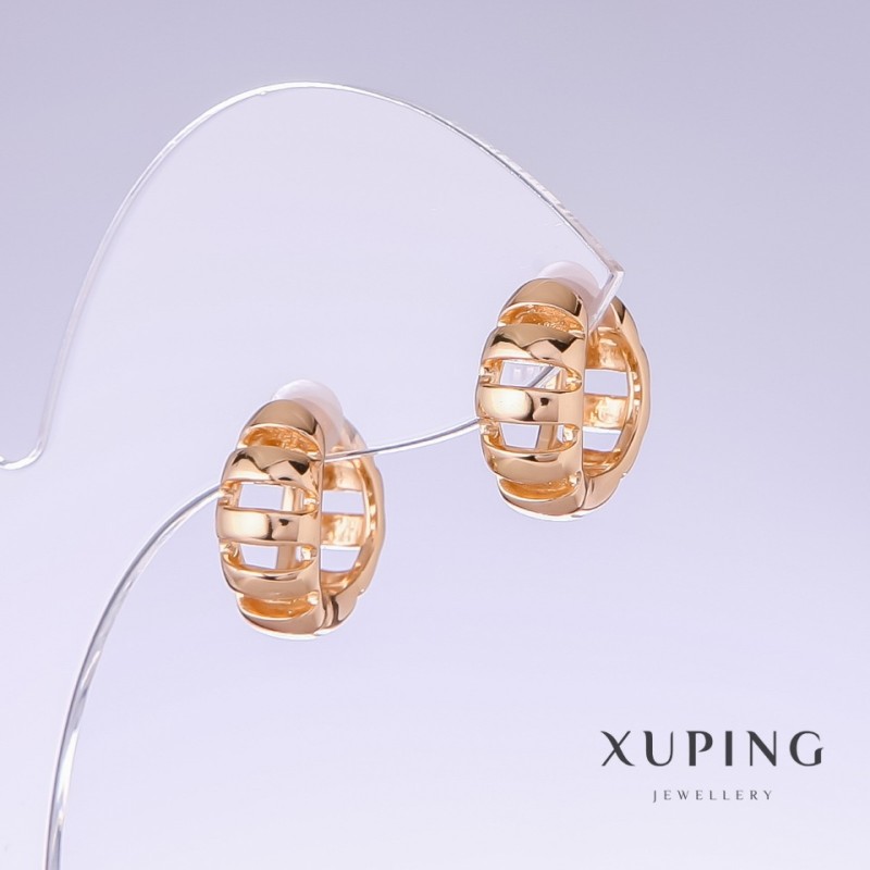 Cercei Xuping, lungime 16 mm, grosime 7 mm, placare cu aur 18K