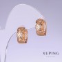 Cercei Xuping cu strasuri albe, lungime 16 mm, grosime 7 mm, placare cu aur 18K